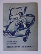 MESSERSCHMITT KR175 & KR200 Microcar orig 1955 Small Sales Brochure in German