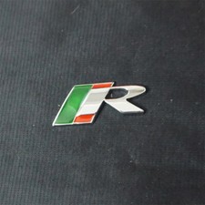 1x Silver Chrome R Cyan Metal