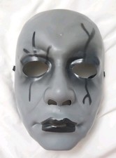 HALLOWEEN BLACK & GREY SCARY MASK CREEPY HORROR COSTUME PARTY  FACE COVER PROP