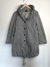 Oska Jacket Size 2 Black White Gingham Mid Length Collared Lagenlook Coat