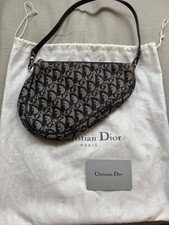 Vintage Christian Dior Mini Saddle Bag - Classic Blue Cloth D Design