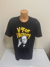 CLEARANCE: Winston Churchill V For Victory Funny Printed T-Shirt - Design 2