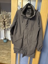 Rohan Grey Long Barricade Waterproof Hilltop Jacket Grey Fold Hood Men's
