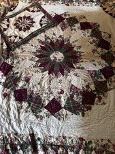 Vintage Hand Made Queen Quilt Bedspread with Pillow Cases Reversible Floral