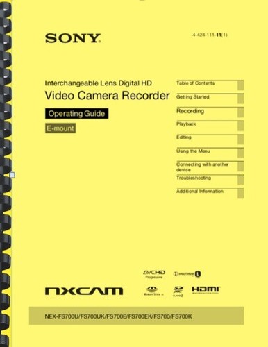 Sony nex fs700 operating guide - nex-fs700,