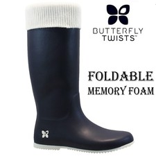 BUTTERFLY TWIST LADIES FOLDABLE RAIN SNOW FESTIVAL WELLIES WELLINGTON BOOTS SIZE