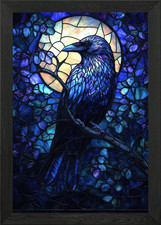 Stained Glass Raven Framed