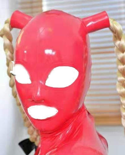 Red latex hood - latex, with