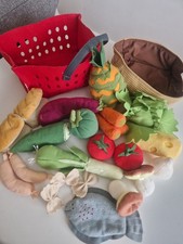 IKEA Duktig Childrens Soft Toy Pretend Fruit Vegetables Basket Play Food 