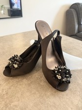 Lunar Elegance Satin New Beaded Slingback Occasion Heels UK 5 | Wedding Party 