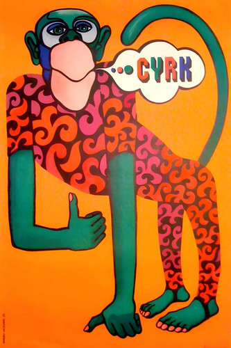 Vintage cyrk monkey - poster, pop