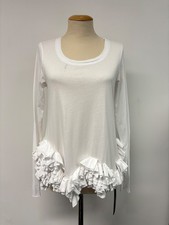 Rundholz Mainline White Long Sleeve Top Size S Ruffle Hem Detail