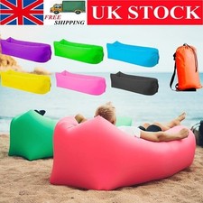 Inflatable Air Lounger Sofa Bed Waterproof Camping Beach Chair with Carry Bag UK