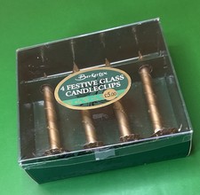 Berketex 4 Vintage Clip On Glass Christmas Candles Christmas Tree, Gold Colour