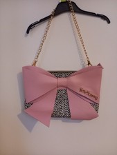 Authentic Betsey Johnson Handbag Pink Bow And Polkadots Small Chain Strap