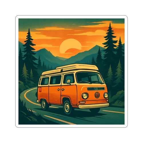 Sticker vintage camper van - sticker,