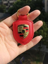 NEW PORSCHE LEATHER CREST KEY