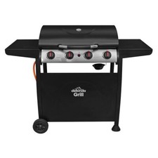 Dellonda 4 Burner Gas BBQ Grill, Ignition, Thermometer, Black/Stainless Steel