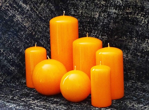 Orange gloss decorative candle - orange,
