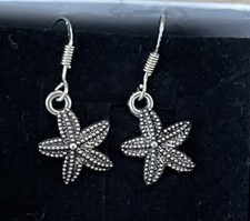 925 Silver Earrings Starfish Design 1/2” Drop x 1/2” Wide Unworn