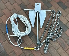 7KG  Danforth style boat anchor kit 5m 8mm Chain  75ft  12mm rope canal river.