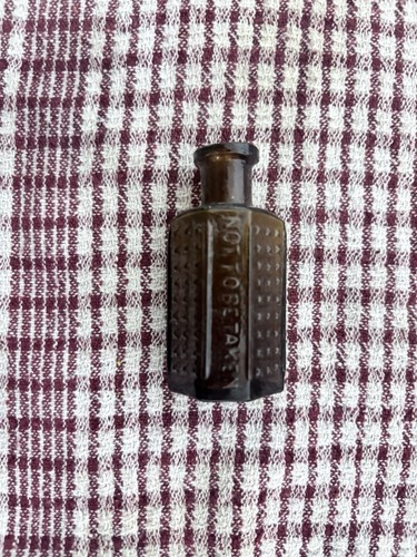 1oz amber poison bottle - amber, dated