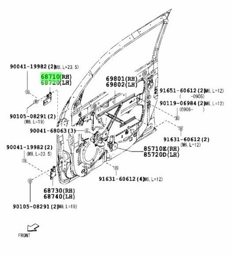 Oem hinge front - front, set