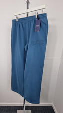 JACK WILLS Ladies Straight Leg Applique Joggers Mid Blue Size UK 12 (M)