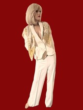 White House Black Market Fitted Formal Evening Suit White Size 2 SEXY