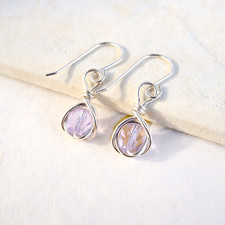 Alexandrite Crystal Drop Earrings Handmade Sterling Silver June Birthstone Gift
