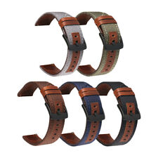 Vintage Genuine Leather Nylon Watch Band Straps Mens Sports Wristband 20 22 24mm