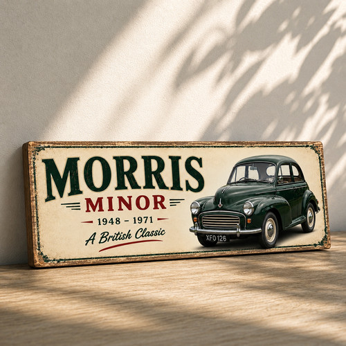Morris minor wooden sign - morris,