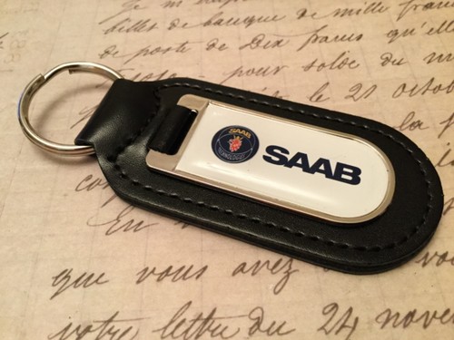 Saab real leather keyring - leather,