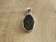 Moldavite Natural Tektite Sterling Silver Pendant