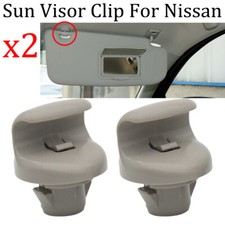 2Pcs Car Sun Visor Clip Hook Gray For Nissan Qashqai J10 Pathfinder R51 Frontier