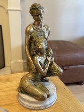 Contemporary Lovers Sculpture Statue Heavy Bronze Style Marble Couple Figurine