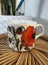 Vintage J & G Meakin Studio Poppy Design Tea Cups Coffee Retro Floral VGC