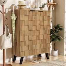 Shoe Cabinet, Wooden Shoe Storage Cupboard Organizer with Adjustable Shelves