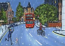 A4 Print New Wimbledon 200 bus in the rain by south london artist Dan 