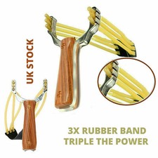 High Velocity Slingshot Catapult Ammo Elastic Hunting Vermin Camping Wood