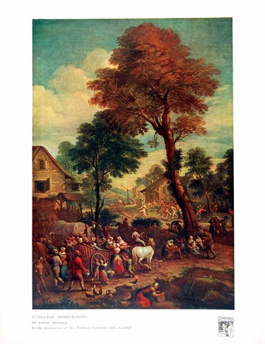 Old antique print village - old, a