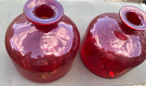 Pair large red glass - pair, vase