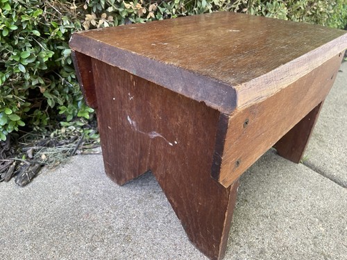 Antique wood foot step stool - antique,