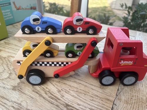 Wooden jumini car transporter - wooden,