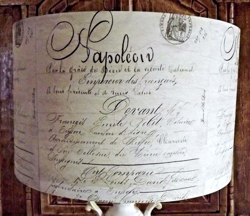 Old script lamp shade shabby - lamp,