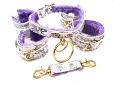 Leather bondage cuff set - leather,