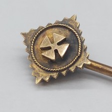 Victorian 15ct Gold Stick Pin, Maltese Cross, 5cm, 0.9g.