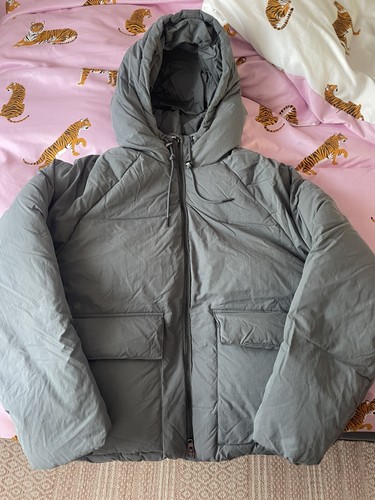 Grey hooded puffer - h,