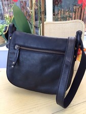 Fossil Black Leather Flap Over Medium Satchel Style Shoulder Crossbody