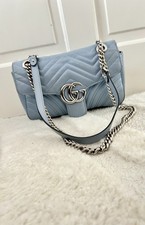 GUCCI MATELASSE MINI GG MARMONT SHOULDER BAG BLUE RRP£1890